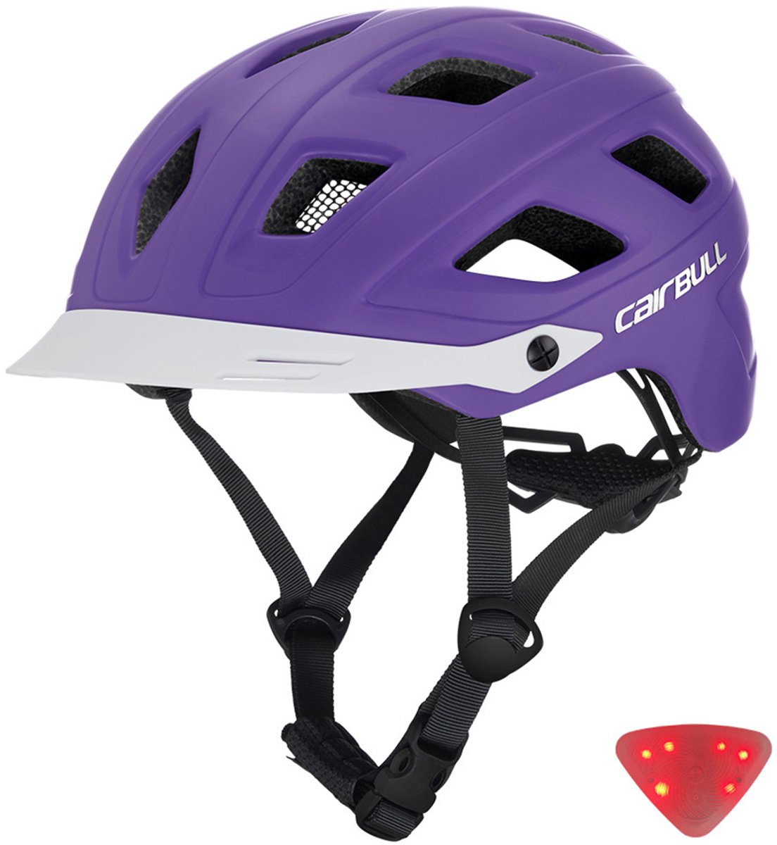 Fietshelm - Speed Pedelec Helm - Snorfiets Helm - LED Verlichting Fietshelm Volwassenen Elektrische Fiets - Fiets helm Elektrische Fiets - Bike Helmet -Paars-52-58CM