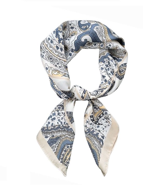 Mooie Dames Neksjaal Beige -Sjaaltje Youhomy accessoires - Silk feeling sjaal 70x70cm - Sjaal vierkant zijde feeling- Hoofdsjaal- Cadeau voor vrouwen , dames-Moederdag - Valentijnsdag cadeau| Stewardess Sjaaltje Beige