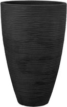 Plantenpot Planter Modern, Ronde Vorm, Sterke Ribstructuur, Zowel Binnen als Buiten, Plastic Antraciet, Diameter 40 cm, Hoogte 60 cm