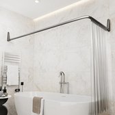 Tringle à rideau de douche d'angle Erica (en forme de L) | Barre de douche extensible (70x90, 70x160 ou 90x140 cm) | Barre de Douche en acier inoxydable