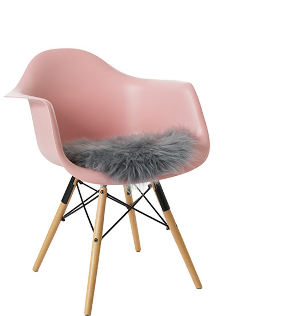 Schapenvacht stoelkussen lichtgrijs - Stoelpad schaapsvacht - Grijs schapenwollen chairpad - kussen dierenhuid dierenvacht - Decoratie grijze stoelkussentje wol