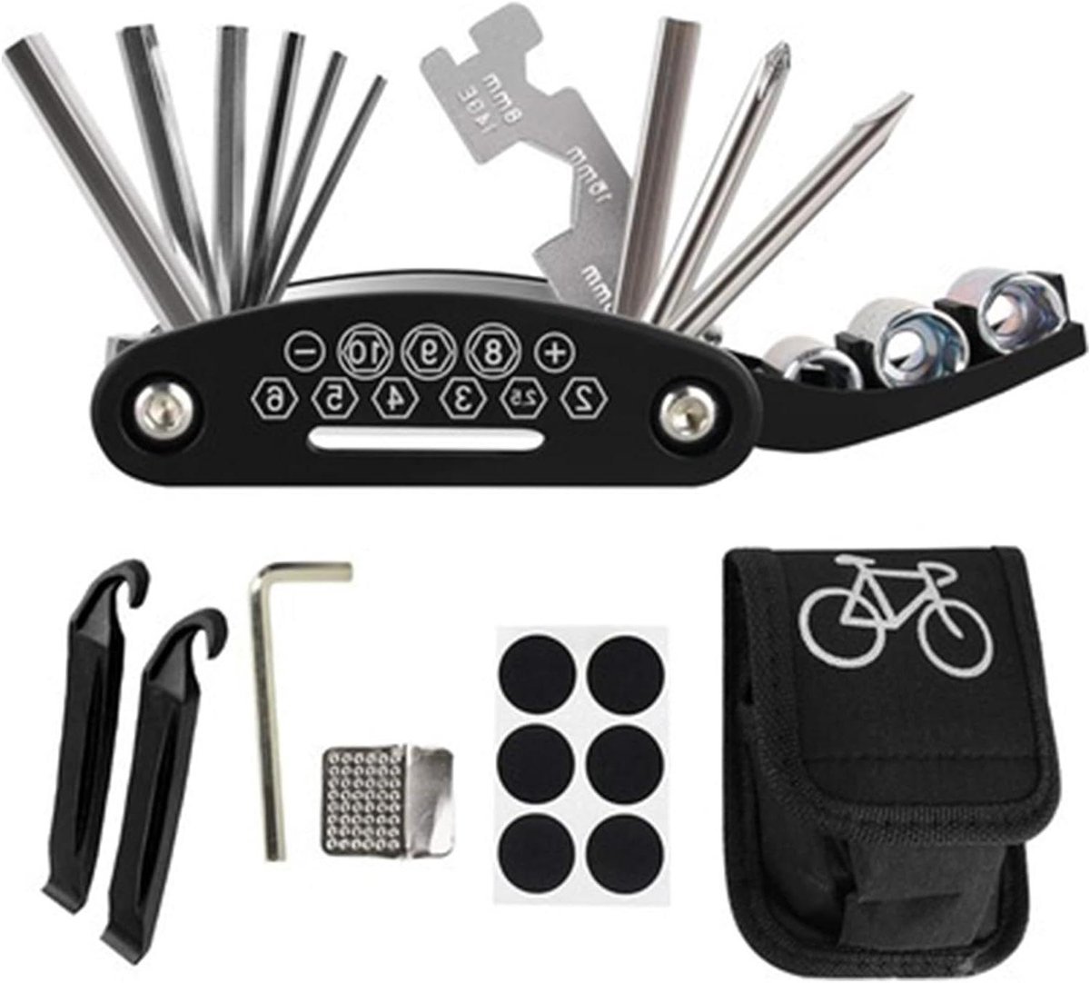 Allecto Plus - 16-in-1 Fiets Multi-Tool met Reparatieset en Bandenwisselgereedschap