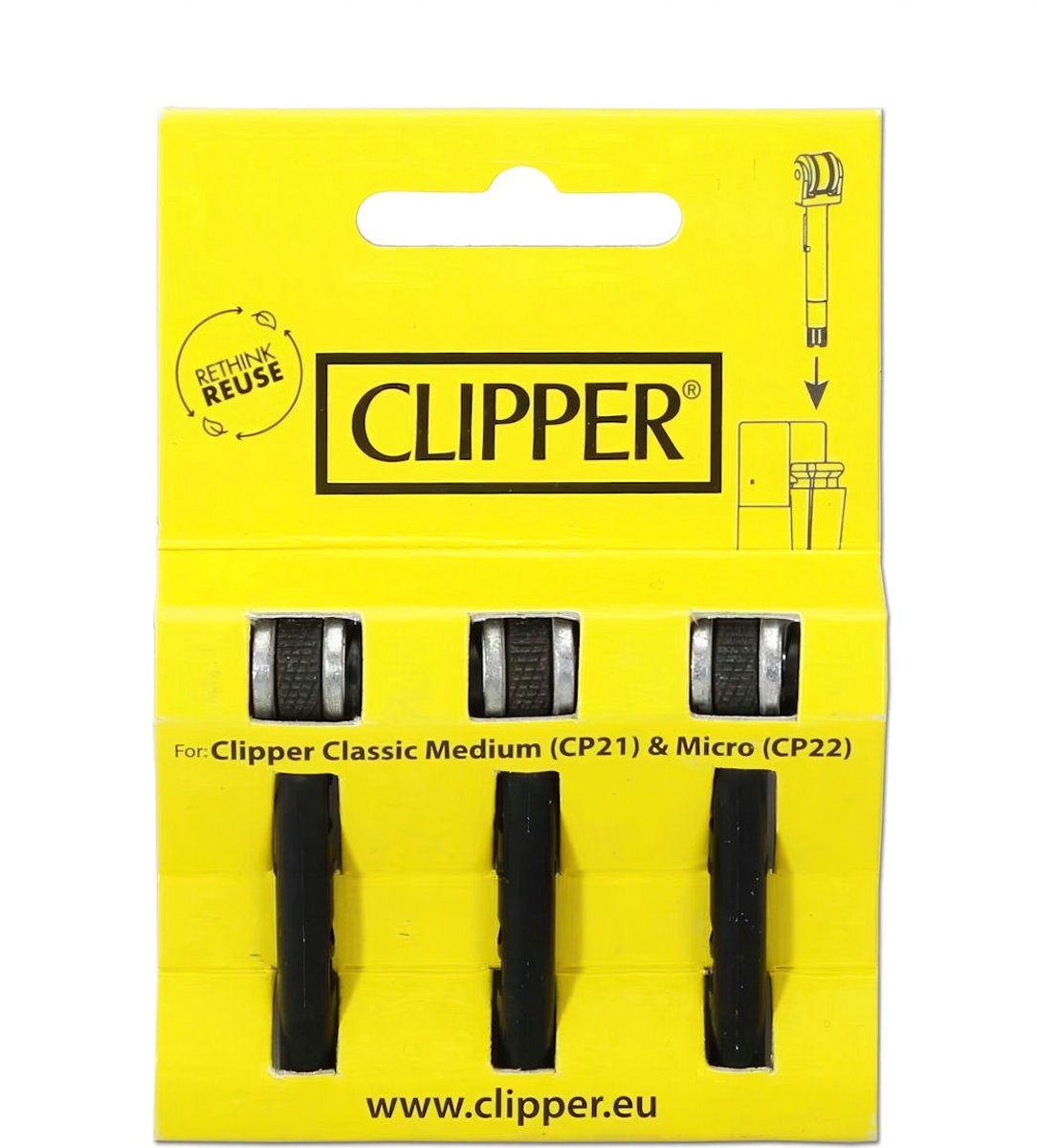 Goedkoopste Clipper® Aansteker Vuursteen / Vuursteentje / Flint / Flints Systeem Clipper Classic Medium (CP21) en Pocket (CP22) - Blister 3 Stuks