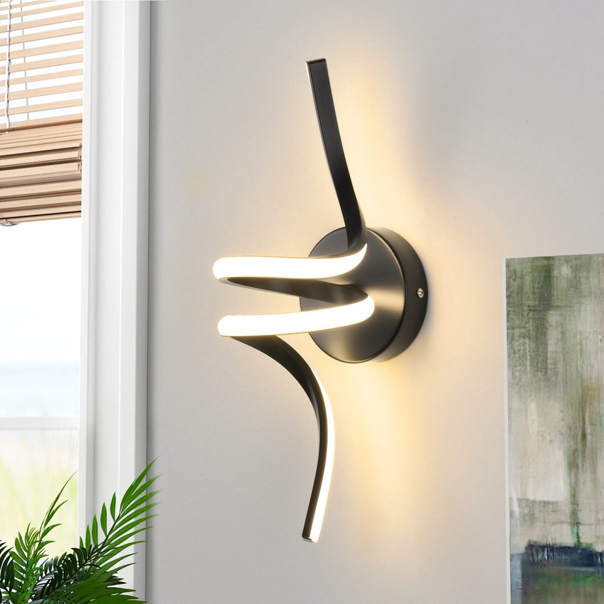 NETTLIFE Wandlamp LED - Modern - Zwart - Aluminium - 7W - 3000K Warm wit Licht - Binnen Wandverlichting 40.5cm - voor Trappenhuis | Hal | Woonkamer | Slaapkamer