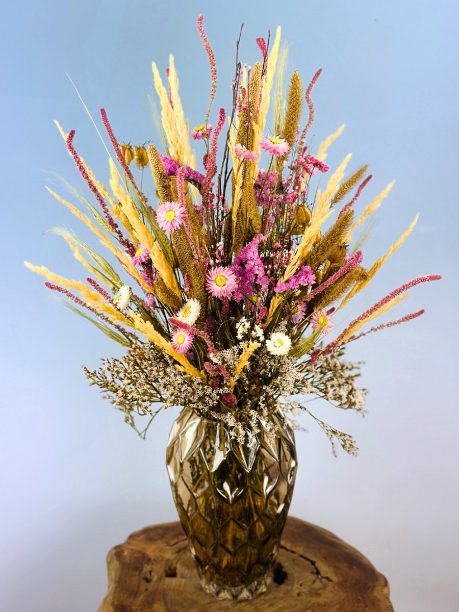 Droogbloemen boeket "Zomerliefde" | Small | incl. vaas | 60cm | Sfeervol & Natuurlijk | De ultieme toevoeging voor ieder interieur