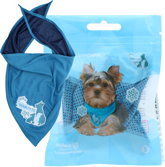 CoolPets cooling bandana hond S - Nekomtrek 30 tot 36 cm - Verkoelende bandana hondenhalsband - Verkoeling hond - 40 x 30 x 30 cm - Blauw