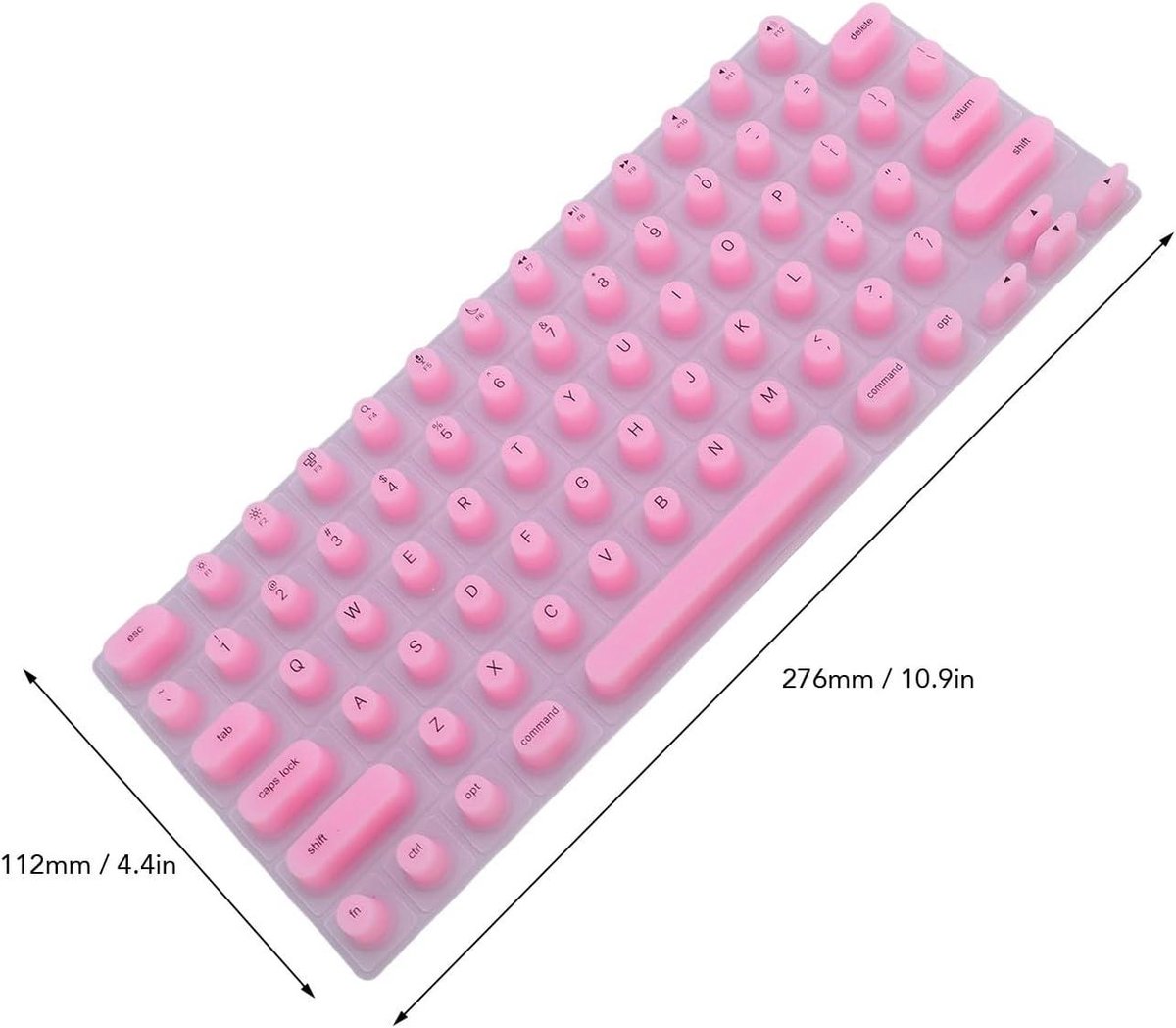 Lange Nagel Laptop Toetsenbord Cover, Nail Art Keyboard Film, herbruikbare Nail Art toetsenbord Silicone beschermfolie voor lange nagels 28X11cm(Rond,Roze