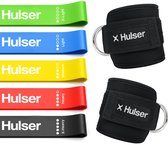 Hulser Sportieve bundel - Ankle straps en mini resistance band set - Weerstandsbanden van 2 tot 18 kg - 30 cm - 2 x Enkel strap - Enkelband Cuff - Fitness en booty band - Krachttraining , Stretch & Lifting met o.a. kickback - Power band