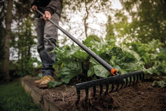 Rake met 14 tanden - Breedte: 36 cm - Carbon staal/aluminium - Zwart/oranje - Solid 1016036 — afbeelding 4