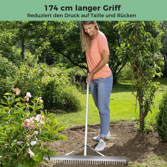 COSTWAY Hark, tuinhark van aluminium met 91 cm brede rekenkop, 36 tanden en 174 cm lange handgreep, bladhark, bladhark voor het losmaken van de grond, landschapsond van Costway — afbeelding 2