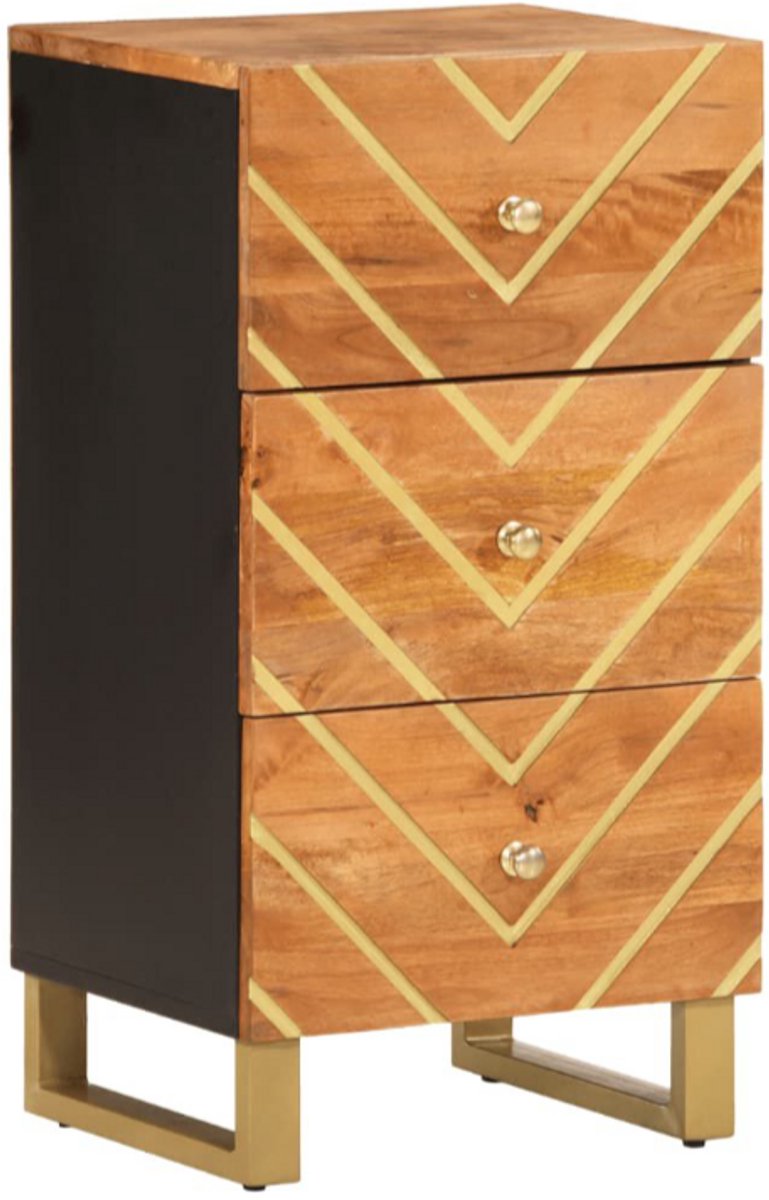 vida xl Dressoir 40x33,5x75 cm massief mangohout bruin en zwart