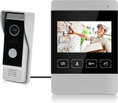 Doorsafe 7100 - camera deurbel met regenkap en intercom - 2 draads van deurbel naar zwart 4 inch scherm - opslag beelden op 16Gb SD-kaart - deuropener aansluitbaar