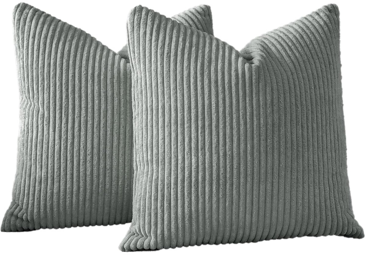 Ibenzoa® Set van 2 stijlvolle corduroy kussenhoezen voor een luxueuze en elegante woonkamerinrichting