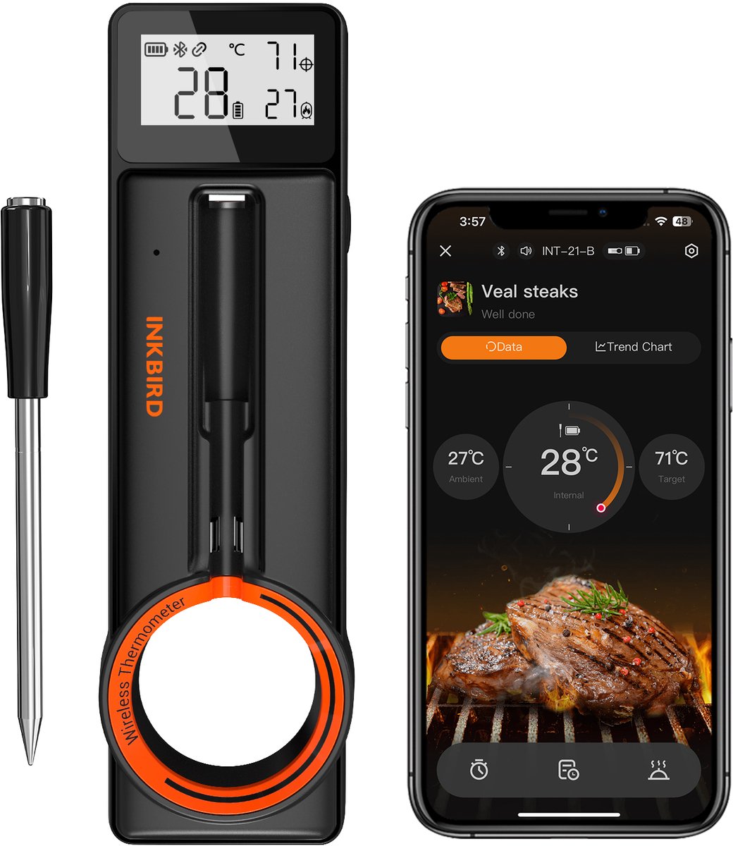 INKBIRD Bluetooth Draadloze Vlees Thermometer nieuw model 2025 Ultradunne 5 mm Sonde