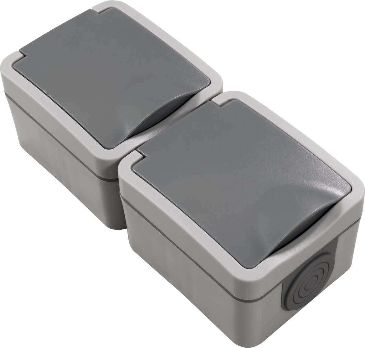 McPower "Fix" Dubbel stopcontact -Verticaal - Opbouw 2xContactdoos - IP54 - Grijs