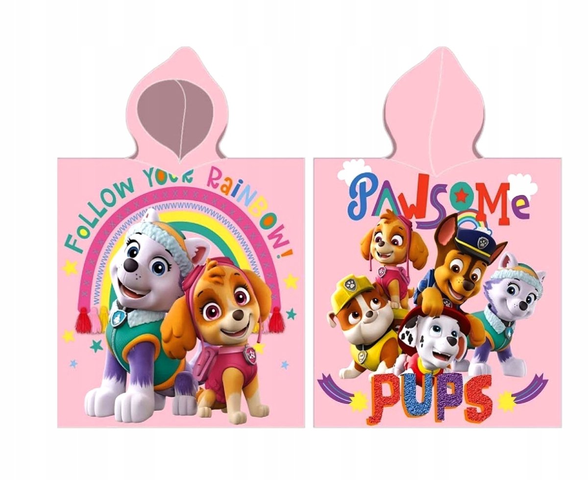 Bol.com Paw Patrol - Badponcho - Roze - Sneldrogend - Skye en Everest - Poncho handdoek - 50 x 100 cm. aanbieding