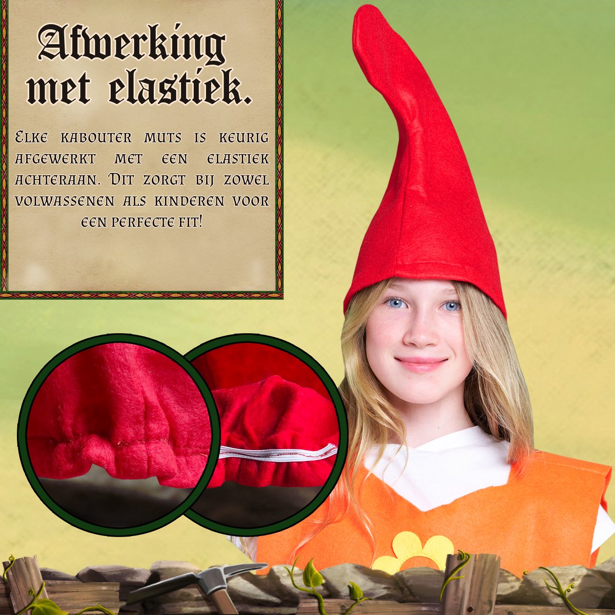 Widmann - verkleedset dwerg, vest met riem, hoed, kabouter, elfen, carnaval, themafeest