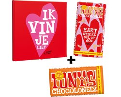 Tony's Chocolonely Ik vind je Lief! - Chocolade Cadeautje - Geschenkset met 2 Smaakvolle Kadootjes - Melk Chocolade met Framboos en Karamel Zeezout - 360 Gram