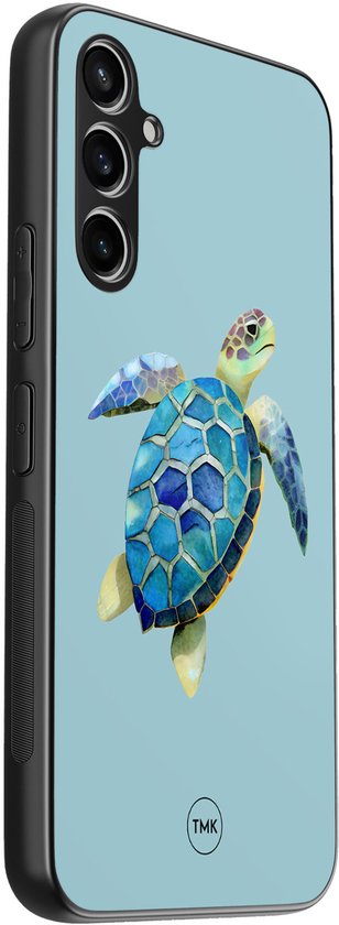 Hoesje geschikt voor Samsung Galaxy A54 - Schildpad - Blauw - TPU case - Print - Hardcase zwart telefoonhoesje