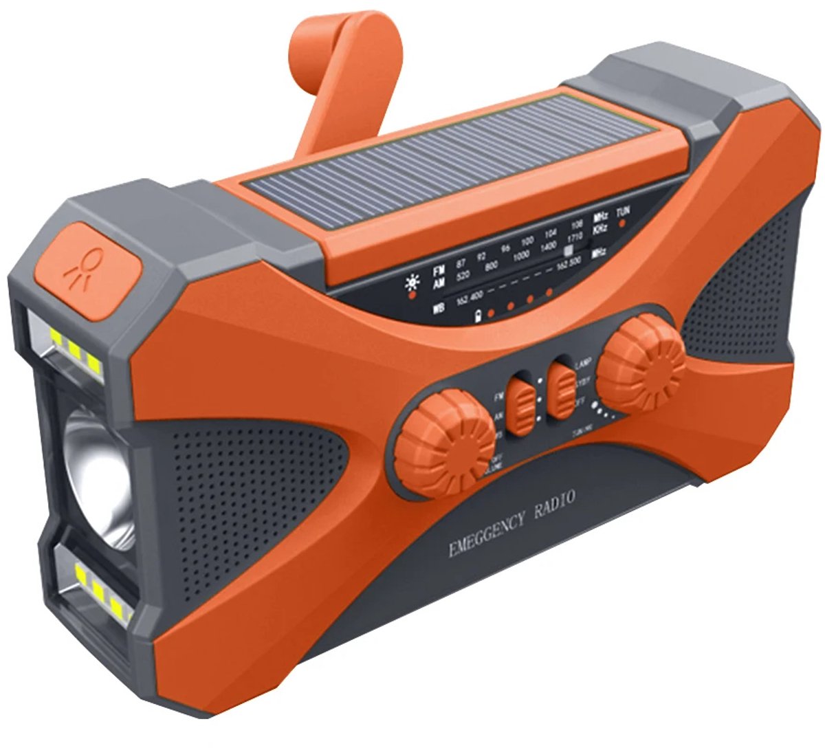 Noodradio Op Batterijen 10000mAh - DAB+/FM - Voor Rampen en Camping - Opwindbaar met Powerbank - Solar - Oranje