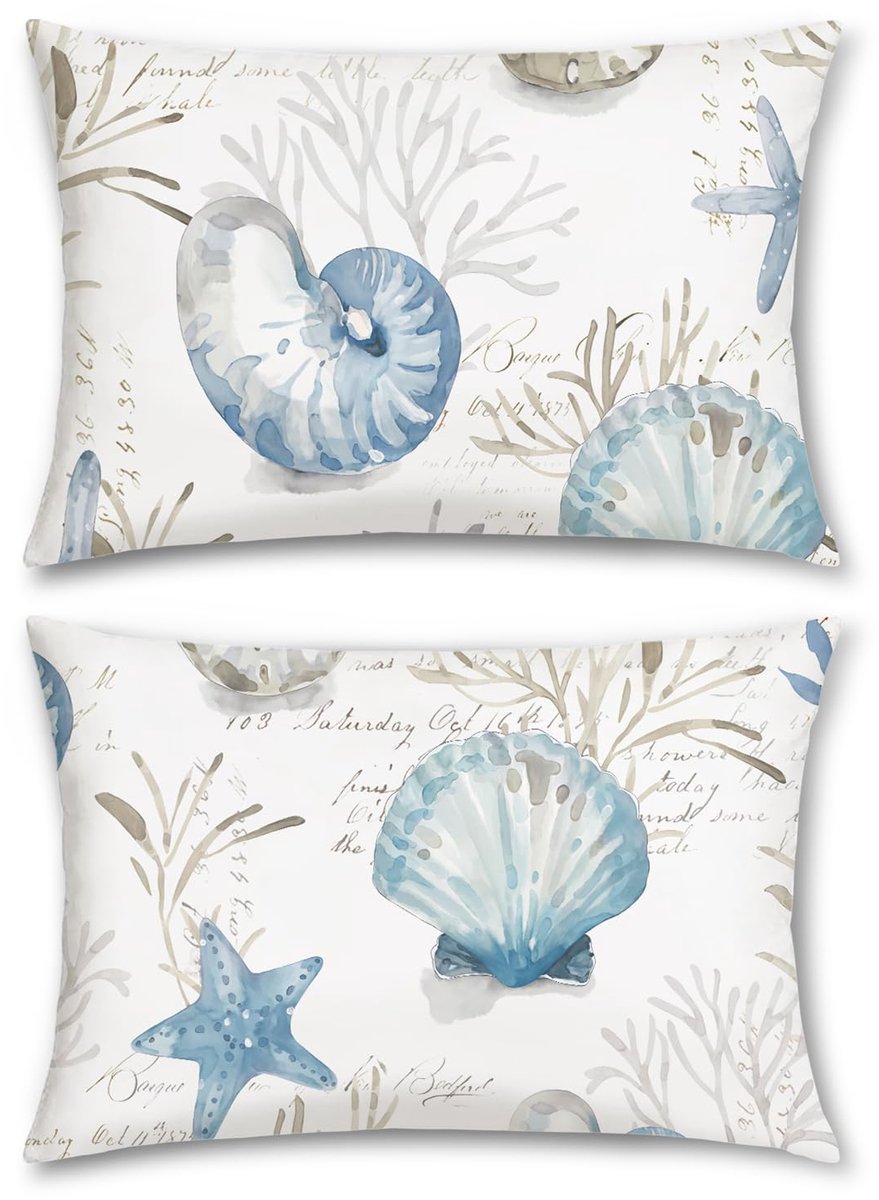 Ibenzoa® Decoratieve Kussenslopen Set van 2 met Kustthema voor Woonkamer en Slaapkamer
