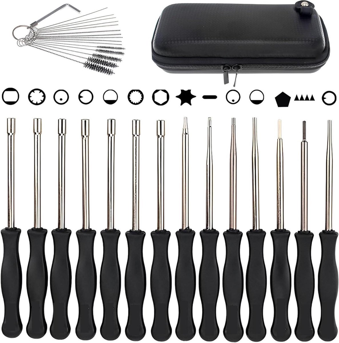 Allecto Plus - Carburateur Aanpassing Set + Reinigingsborstel voor 2-takt Motor - 14 stuks