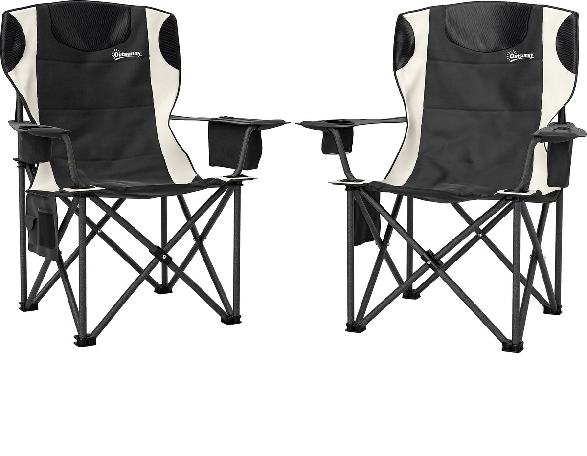 Outsunny campingstoel - van oxfordstof - en metaal - zwart