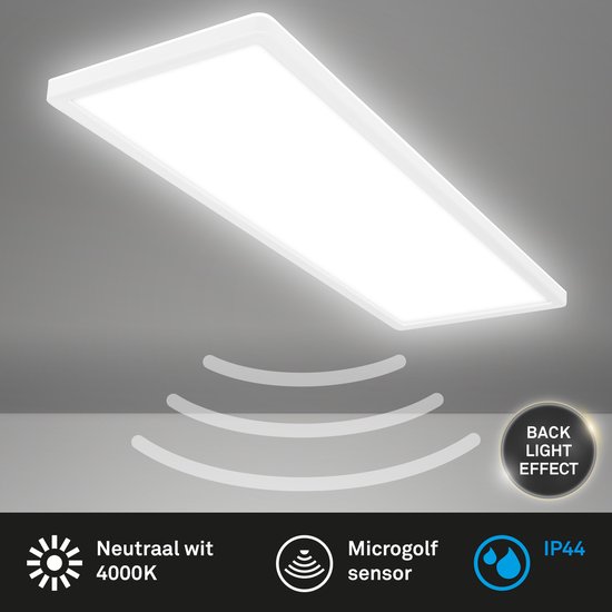 BRILONER Plafonnier LED Salle De Bain IP44 Effet étoilé Chromé 12W | Lumière Indirecte, Blanc Chaud 4000K, Compact Ø24cm