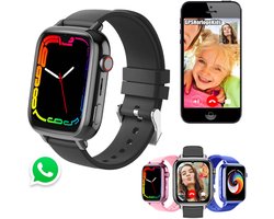 GPSHorlogeKids© - GPS horloge kind - smartwatch kinderen - WhatsApp - 4G videobellen - SOS alarm - TikTok - Google Assistant - facebook - smartwatch kind - nieuw 2025 - incl SIM – model Flux Zwart