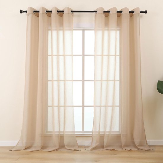 Transparante Gordijnen 140 x 125 cm met Ogen, Wit, Super Zacht, Lichtdoorlatend, Luchtig, Gefilterd, Transparante Vitrag, Linnen Voilegordijn Voor Deur, Raam, Wit