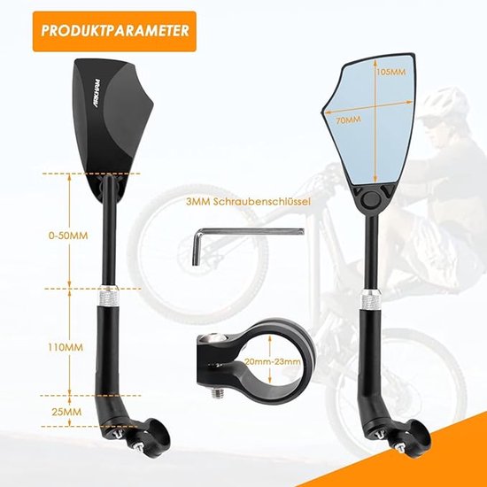 Rétroviseur Gauche Pour Vélo - Grand Angle Réglable 360° - 15 Cm - Neuf