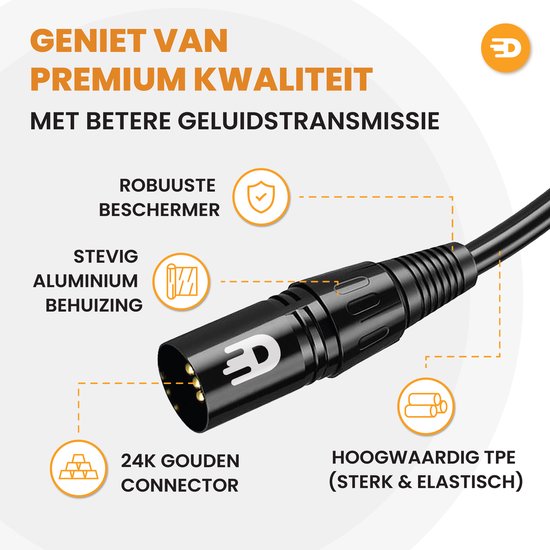 Drivv. Câble XLR Premium - Câble microphone - Mâle vers Femelle 3 broches - 5 Mètres