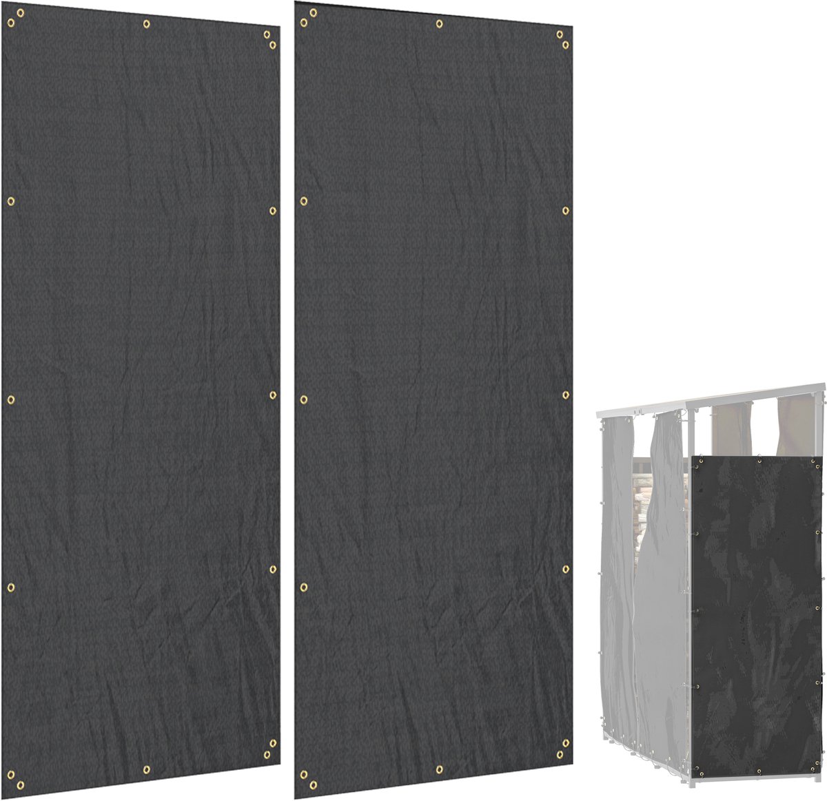 Outsunny houtopslaghoes - polyester - 148L × 62B cm - zwart