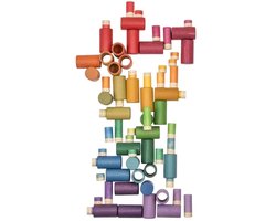 Houten poppetjes en buisjes - 72 stuks - LoLa - Regenboogkleuren - Open einde speelgoed - Educatief montessori speelgoed