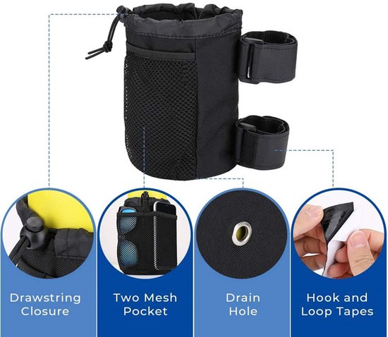 2 stuks Fietsfleshouder - Drankhouder voor fiets - flessenhouder - fietsbekerhouder - Opvouwbare flessenhouder - flessenhouder - fiets voor mountainbike, scooter, inklapbaar, racefiets, rolstoel - Polyester en PEVA - Zwart — afbeelding 4