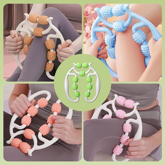 Spiermassageroller - Spiermassageroller - Handmatige massageroller - 360° handmatige massagetool - Voor benen - Dijen - Kuiten - Nek en armen - Cellulitismassager - Massageroller - Cellulitisroller - Massageroller met handvat - Verlicht spierpijn - S van Merkloos — afbeelding 3