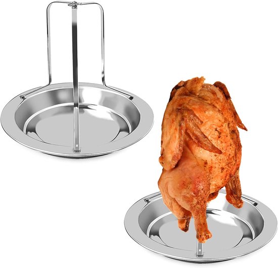 Foto: Kiprooster chicken houder bbq kipstandaard kip grillen chicken houder bbq kiphouder barbecue accessoires rvs zilver gemakkelijk schoon te maken verwijderbaar 1 stuk