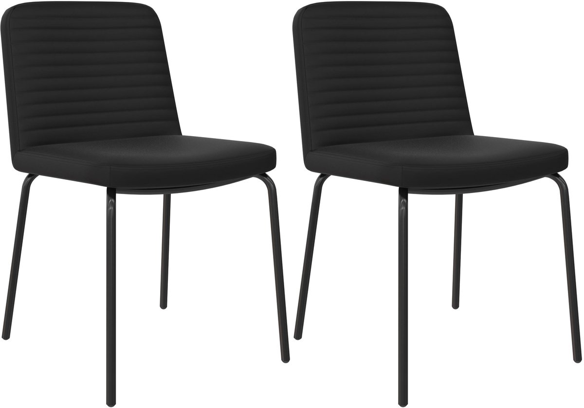 Corey-Eetkamerstoel - Zwart PU - Set van 2