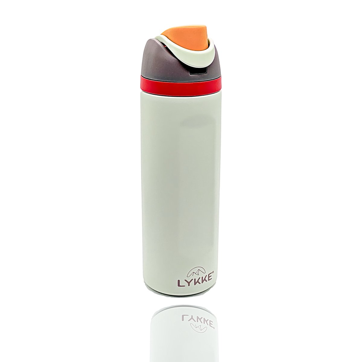 LYKKE® MultiSip Lekvrije 3 Laagse Geïsoleerde RVS-fles met rietje voor sport, reizen en school BPA-vrije sportwaterfles, 24 oz, 720 ML, crème (Pastel Cream)