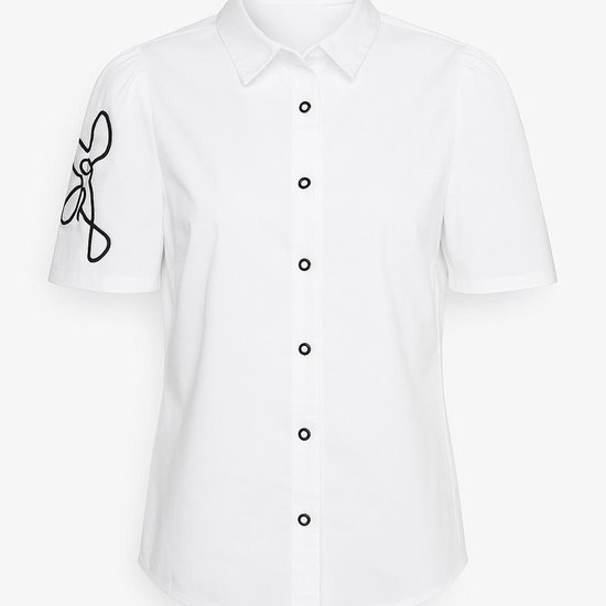 Chemisier Witte à manches courtes avec broderie Zwart