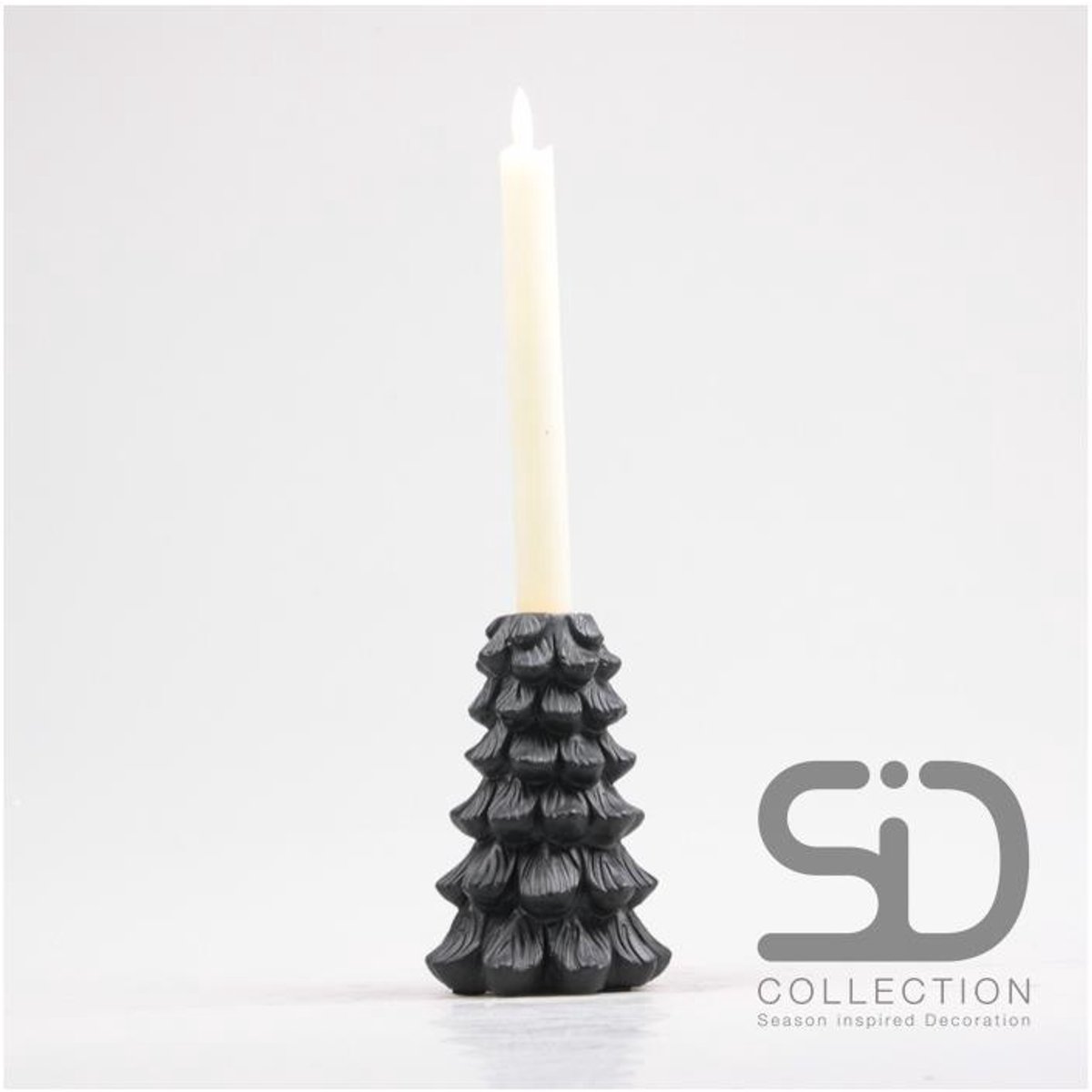 Kandelaar kerstboom 10x10x15 zwart