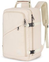 NovaQ Handbagage 40x30x20 - Cabin - Underseater - Transavia, TUI, Wizzair, Eurowings, Easyjet - 20 ltr Compacte Reis Rugzak - Dames & Heren - Incl Antidiefstal vak - Creme