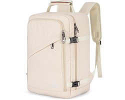 NovaQ Handbagage 40x30x20 - Cabin - Underseater - Transavia, TUI, Wizzair, Eurowings, Easyjet - 20 ltr Compacte Reis Rugzak - Dames & Heren - Incl Antidiefstal vak - Creme