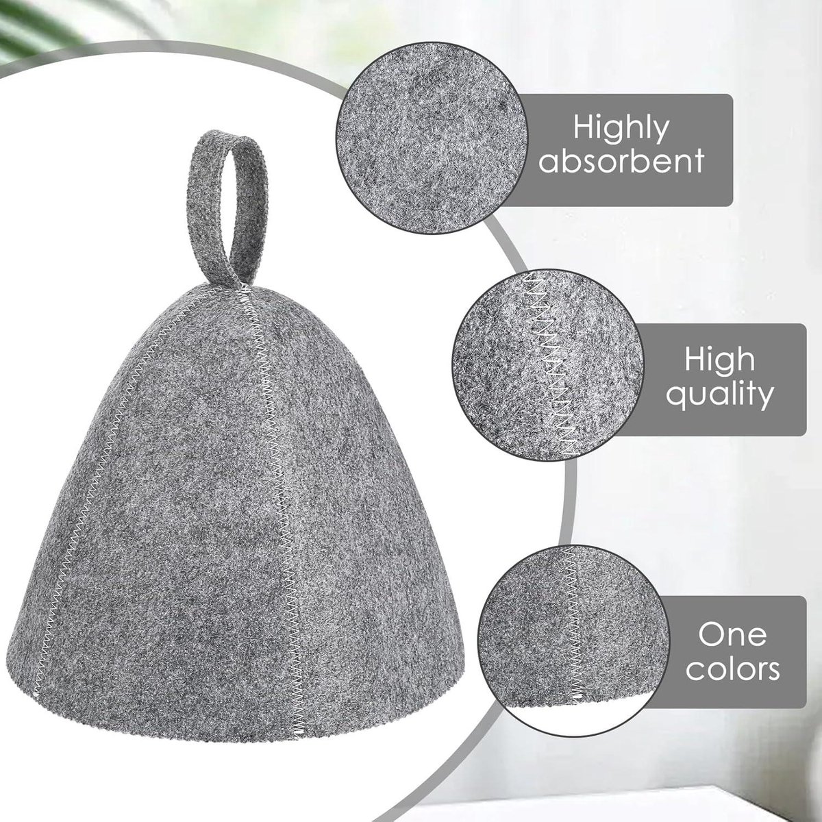 Allecto Plus - Saunamuts Set van 2 - Sauna Hoed Stoom Sauna Wollen Hoed Saunamuts voor Vrouwen Russische Banja Hoed voor Mannen en Vrouwen Badaccessoires Sauna Accessoires (Grijs) — cadeau in Verzorging - foto 6