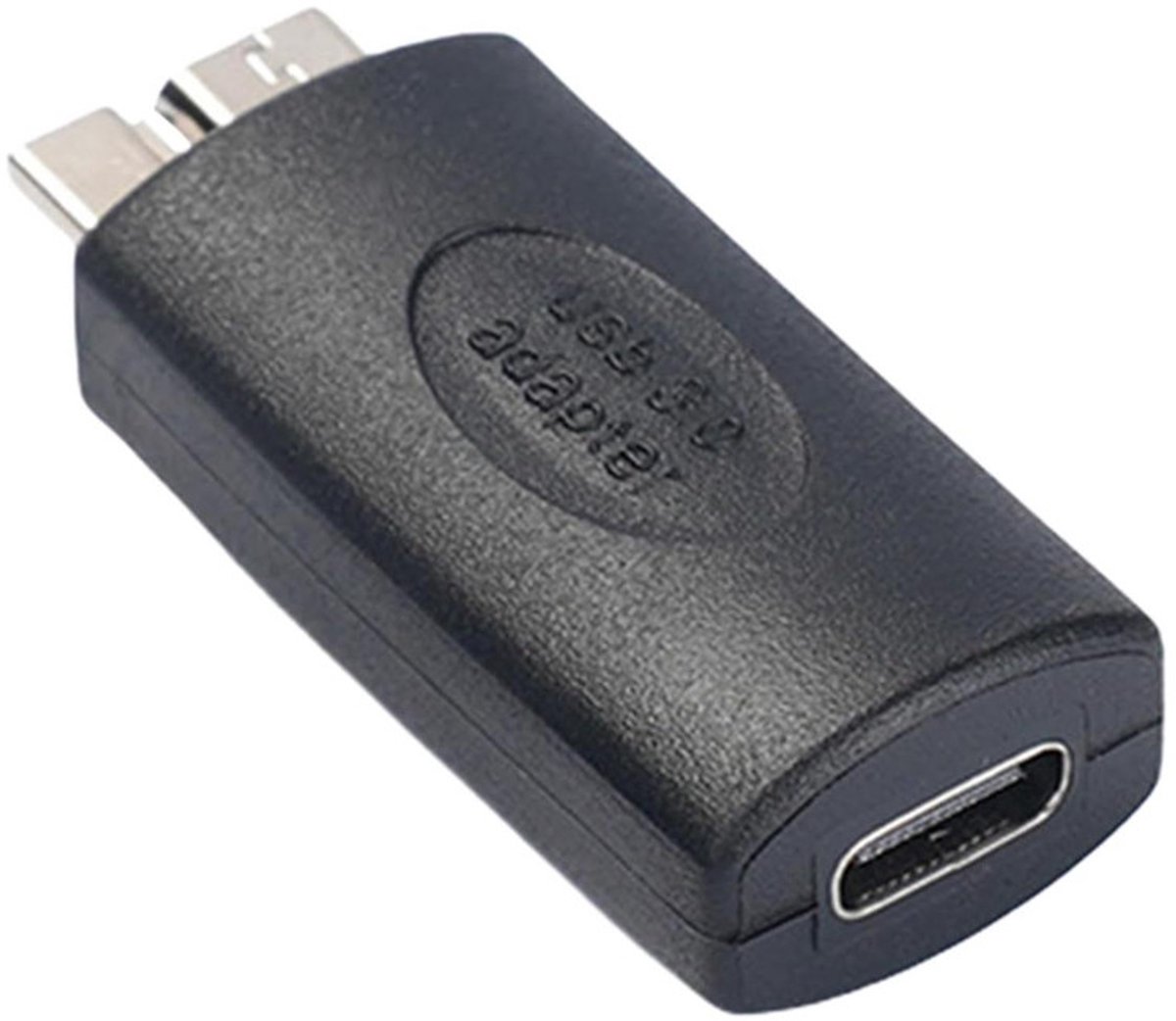 USB-C (Type-C) Female naar Micro-B Male Adapter - Voor Externe Harde Schijven, SSD’s, Docking Stations en Mobiele Apparaten - zwart