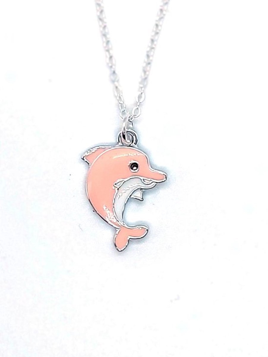 Ketting Meisje- Meisjesketting Dolfijn- Dolfijnenketting- Roze- Zilver- Kind- LiLaLove
