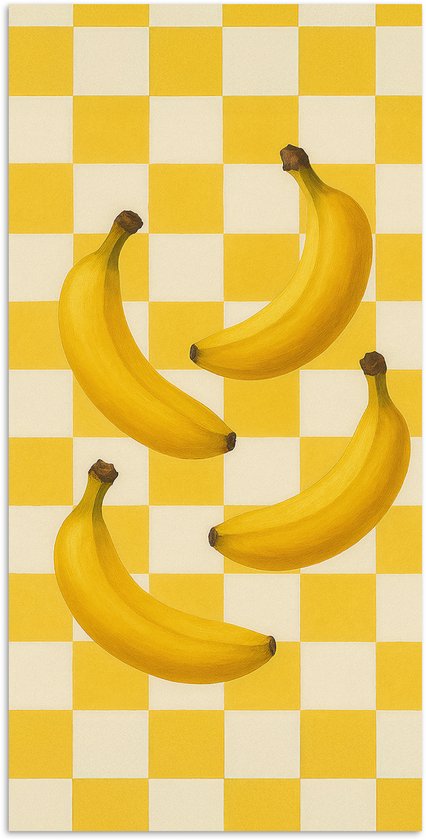 Affiche 80x160 cm - Bananes - Jaune - À carreaux - Posters - Décoration murale - Décoration murale salon - Décoration murale chambre
