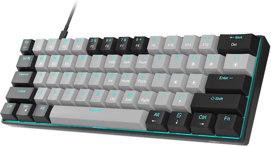 MageGee Star61 Mini - Gaming Toetsenbord - Mechanisch - RGB Toetsenbord - 60% Lay Out - Zwart & Grijs