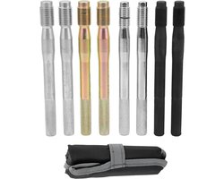 Allecto Plus - Wielbout Uitlijningspen Set 8 Stuks - Auto Wielbout Uitlijningspen - Staallegering Bevestiging - Positioneringsgereedschap - M14x1.5/1.25 M12x1.5/1.25 - Geschikt voor de Meeste Auto's - Handig voor Precieze Uitlijning van Wielen