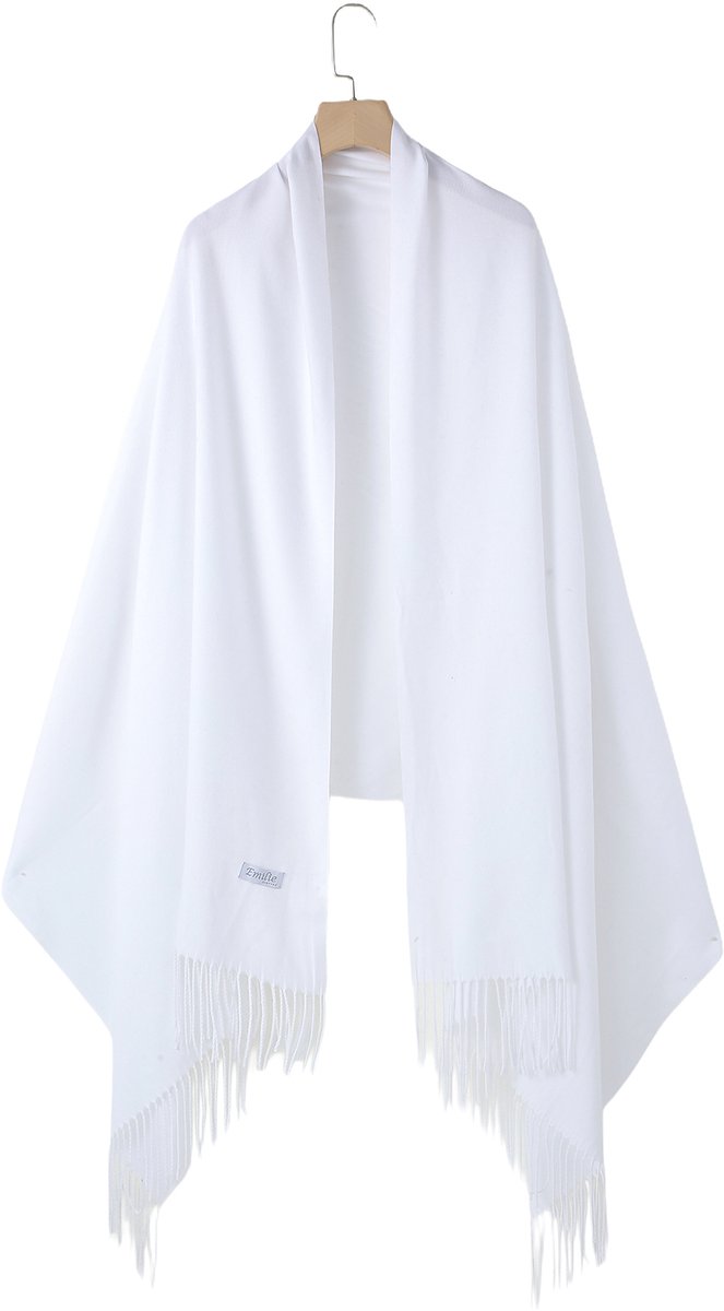 Emilie Collection - sjaal - wit - omslagdoek - pashmina XL - 100% Gerecycled polyester - 220X90CM